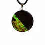 Jewelry - Bog Oak & Baltic Amber Pendant – Round, 40x40x6 mm – Green Halo Disc - GLASS4CANDLES