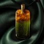 Jewelry - Baltic Amber & Resin Pendant – Rectangle, 38x18x6 mm – Emerald Reverie - GLASS4CANDLES