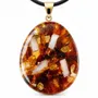 Jewelry - Baltic Amber & Selenite Pendant – Oval, 55x35x6 mm – Amber Shadow - GLASS4CANDLES