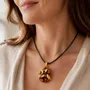 Jewelry - Baltic Amber & Selenite Pendant – Oval, 55x35x6 mm – Amber Shadow - GLASS4CANDLES