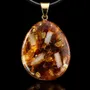 Jewelry - Baltic Amber & Selenite Pendant – Oval, 55x35x6 mm – Amber Shadow - GLASS4CANDLES