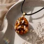 Jewelry - Baltic Amber & Selenite Pendant – Oval, 55x35x6 mm – Amber Shadow - GLASS4CANDLES