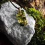 Jewelry - Resin & Gold-Tone Leaf Pendant – Rectangle – Golden Reflections - GLASS4CANDLES