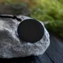 Jewelry - Bog Oak & Austrian Crystal Pendant – Round, 40x40x12 mm – Blue Halo - GLASS4CANDLES