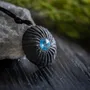 Jewelry - Bog Oak & Austrian Crystal Pendant – Round, 40x40x12 mm – Blue Halo - GLASS4CANDLES