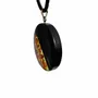 Jewelry - Bog Oak & Baltic Amber Pendant – Round, 40x40x6 mm – Olive Halo Disc - GLASS4CANDLES