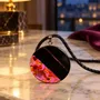 Jewelry - Bog Oak & Baltic Amber Pendant – Round, 40x40x6 mm – Fuchsia Halo Disc - GLASS4CANDLES
