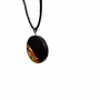 Jewelry - Bog Oak & Baltic Amber Pendant – Round, 40x40x6 mm – Clear Halo Disc - GLASS4CANDLES