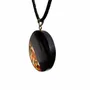 Jewelry - Bog Oak & Baltic Amber Pendant – Round, 40x40x6 mm – Clear Halo Disc - GLASS4CANDLES