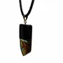 Jewelry - Bog Oak & Amber Pendant – Rectangle, 45x20x6 mm – turquoise resin - GLASS4CANDLES
