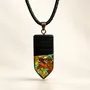 Jewelry - Bog Oak & Amber Pendant – Rectangle, 45x20x6 mm – turquoise resin - GLASS4CANDLES