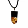 Jewelry - Bog Oak & Baltic Amber Pendant – Rectangle, 45x20x6 mm – clear resin - GLASS4CANDLES