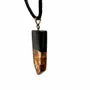 Jewelry - Bog Oak & Baltic Amber Pendant – Rectangle, 45x20x6 mm – clear resin - GLASS4CANDLES