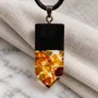 Jewelry - Bog Oak & Baltic Amber Pendant – Rectangle, 45x20x6 mm – clear resin - GLASS4CANDLES