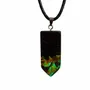 Jewelry - Bog Oak & Amber Pendant – Rectangle, 45x20x6 mm – sapphire resin - GLASS4CANDLES