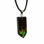 Jewelry - Bog Oak & Amber Pendant – Rectangle, 45x20x6 mm – sapphire resin - GLASS4CANDLES