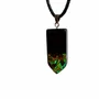 Jewelry - Bog Oak & Amber Pendant – Rectangle, 45x20x6 mm – sapphire resin - GLASS4CANDLES