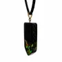 Jewelry - Bog Oak & Amber Pendant – Rectangle, 45x20x6 mm – sapphire resin - GLASS4CANDLES