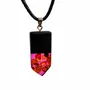 Bijoux - Pendentif en chêne noir et ambre – rectangle – résine fuchsia - GLASS4CANDLES