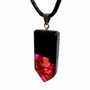 Bijoux - Pendentif en chêne noir et ambre – rectangle – résine fuchsia - GLASS4CANDLES