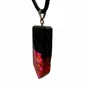 Bijoux - Pendentif en chêne noir et ambre – rectangle – résine fuchsia - GLASS4CANDLES