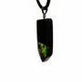 Jewelry - Bog Oak & Baltic Amber Pendant – Rectangle, 45x20x6 mm – green resin - GLASS4CANDLES