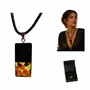 Jewelry - Bog Oak & Amber Pendant – Rectangle, 40x20x6 mm – Olive Monolith Bar - GLASS4CANDLES