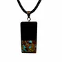 Jewelry - Bog Oak & Baltic Amber Pendant – Rectangle – Turquoise Monolith Bar - GLASS4CANDLES