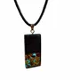 Jewelry - Bog Oak & Baltic Amber Pendant – Rectangle – Turquoise Monolith Bar - GLASS4CANDLES