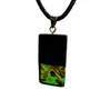 Jewelry - Bog Oak & Amber Pendant – Rectangle, 40x20x6 mm – Green Monolith Bar - GLASS4CANDLES