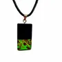 Jewelry - Bog Oak & Amber Pendant – Rectangle, 40x20x6 mm – Green Monolith Bar - GLASS4CANDLES