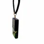 Jewelry - Bog Oak & Amber Pendant – Rectangle, 40x20x6 mm – Green Monolith Bar - GLASS4CANDLES