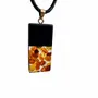 Jewelry - Bog Oak & Amber Pendant – Rectangle, 40x20x6 mm – Clear Monolith Bar - GLASS4CANDLES