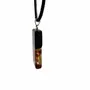 Jewelry - Bog Oak & Amber Pendant – Rectangle, 40x20x6 mm – Clear Monolith Bar - GLASS4CANDLES