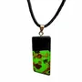 Jewelry - Bog Oak & Amber Pendant – Rectangle, 43x20x6 mm – Green Facet Bar - GLASS4CANDLES