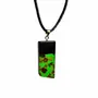 Jewelry - Bog Oak & Amber Pendant – Rectangle, 43x20x6 mm – Green Facet Bar - GLASS4CANDLES