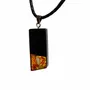 Jewelry - Bog Oak & Amber Pendant – Rectangle, 43x20x6 mm – Olive Facet Bar - GLASS4CANDLES