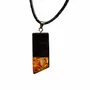 Jewelry - Bog Oak & Amber Pendant – Rectangle, 43x20x6 mm – Olive Facet Bar - GLASS4CANDLES
