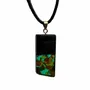 Jewelry - Bog Oak & Amber Pendant – Rectangle, 43x20x6 mm – Sapphire Facet Bar - GLASS4CANDLES