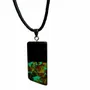 Jewelry - Bog Oak & Amber Pendant – Rectangle, 43x20x6 mm – Sapphire Facet Bar - GLASS4CANDLES