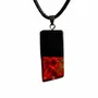 Jewelry - Bog Oak & Amber Pendant – Rectangle, 43x20x6 mm – Baltic Ember Facet - GLASS4CANDLES