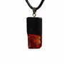Jewelry - Bog Oak & Amber Pendant – Rectangle, 43x20x6 mm – Baltic Ember Facet - GLASS4CANDLES