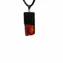 Jewelry - Bog Oak & Amber Pendant – Rectangle, 43x20x6 mm – Baltic Ember Facet - GLASS4CANDLES