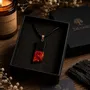 Jewelry - Bog Oak & Amber Pendant – Rectangle, 43x20x6 mm – Baltic Ember Facet - GLASS4CANDLES