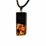 Bijoux - Pendentif en chêne noir et ambre – rectangle – Facet Bar Transparent - GLASS4CANDLES