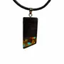 Jewelry - Bog Oak & Amber Pendant – Rectangle, 43x20x6 mm – Turquoise Facet Bar - GLASS4CANDLES