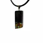 Jewelry - Bog Oak & Amber Pendant – Rectangle, 43x20x6 mm – Turquoise Facet Bar - GLASS4CANDLES