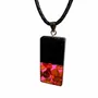 Jewelry - Bog Oak & Amber Pendant – Rectangle, 40x20x6 mm – Fuchsia Monolith Bar - GLASS4CANDLES