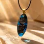Jewelry - Bog Oak & Resin Pendant Necklace – Drop – Blue Droplet / Pear - GLASS4CANDLES