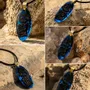 Jewelry - Bog Oak & Resin Pendant Necklace – Drop – Blue Droplet / Pear - GLASS4CANDLES